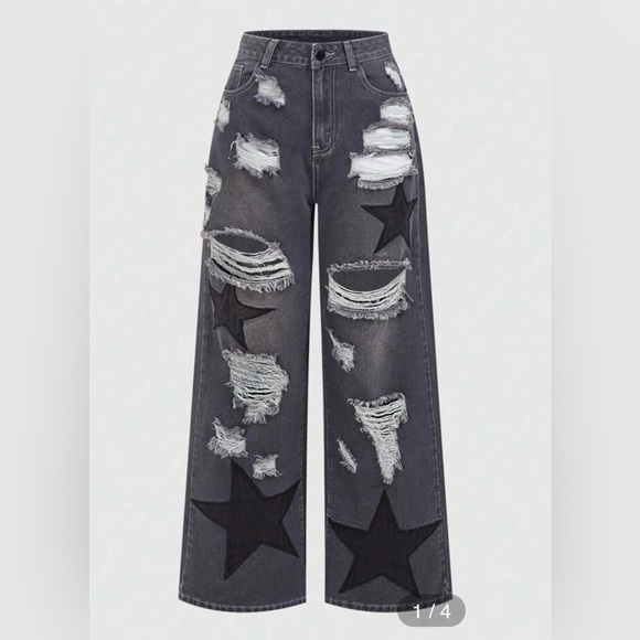 ROMWE Charcoal Gray distressed Pants. NWT - Picture 1 of 8